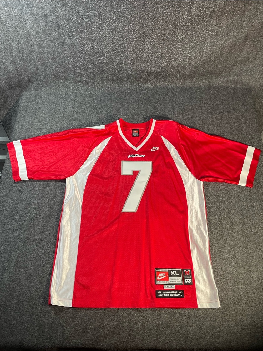 Ben Roethlisberger Miami RedHawks Jersey XL 52 Steelers NIKE NCAA Ohio Throwback